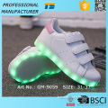 Buckle Strap White Children Led Colorful Glow Light Up Shoes For Kids